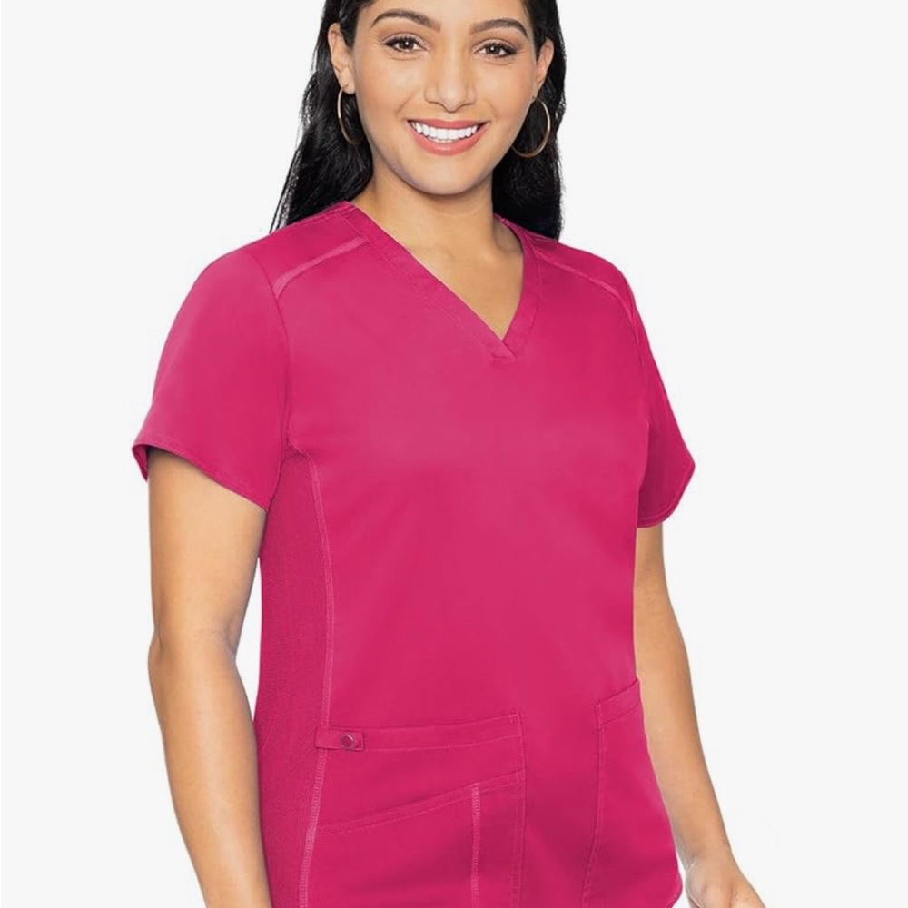 Med Couture Women's Pink V-Neck Scrub Top